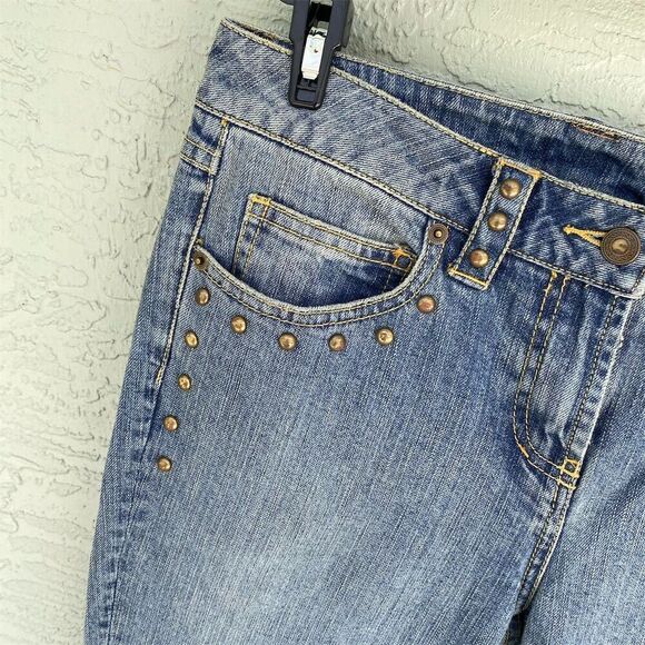 INC Women's Light Wash High-Rise Straight Jeans Size 6 Blue Studded - Picture 6 of 9